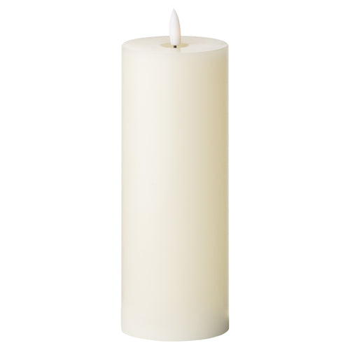 An LED cream candle with a realistic wax appearance and a flickering amber flame.