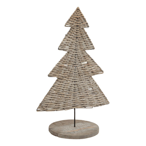 A large wicker decorative tree ornament with a triangular silhouette, displayed against a white background.