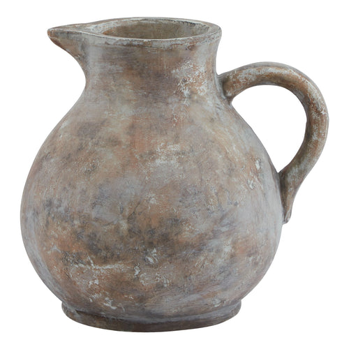 A rustic Siena brown terracotta jug with a weathered finish.