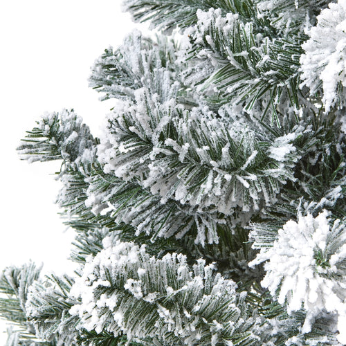 Frosted artificial Christmas tree with snow on branches