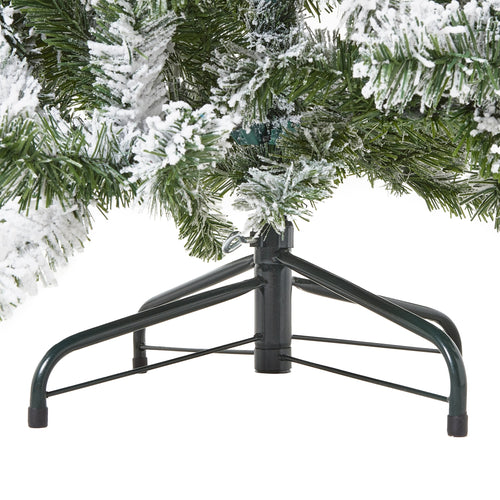 Christmas tree stand with a decorated tree on a white background