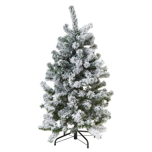 Frosted artificial Christmas tree on a white background