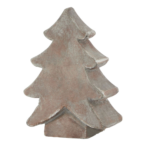 A small artificial Christmas tree in Siena brown color, with an organic silhouette and a textured appearance.