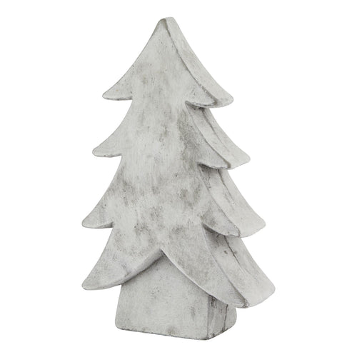 A gray stone-effect Christmas tree decoration with a minimalist design, standing upright.