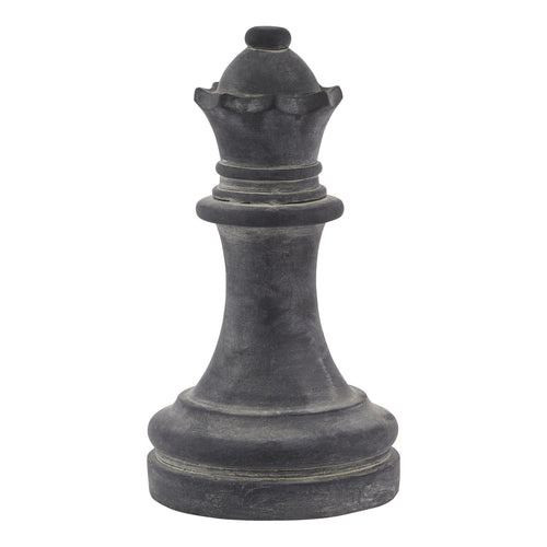 A grey queen chess piece with a textured finish, likely made of stone or a stone-like material.