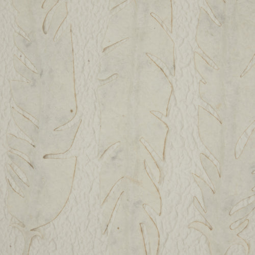 Textured beige wallpaper with leaf-like patterns