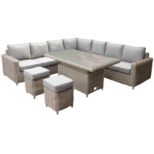 Amalfi Outdoor Large Corner Set With Riser Table + 2 Stool