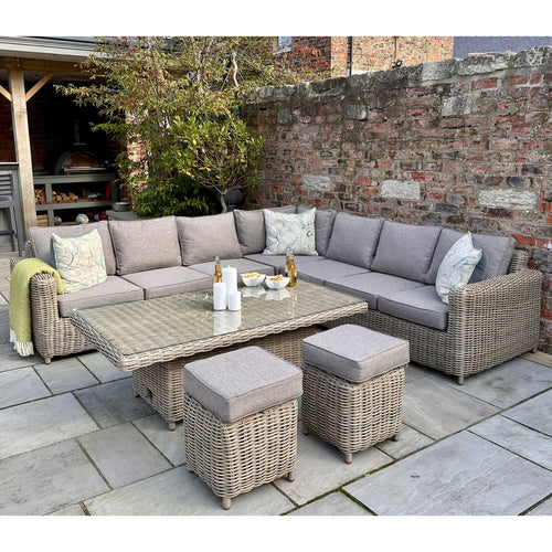 Amalfi Outdoor Large Corner Set With Riser Table + 2 Stool