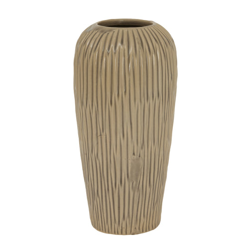 A beige ceramic vase with a textured surface from the Pallida Collection.