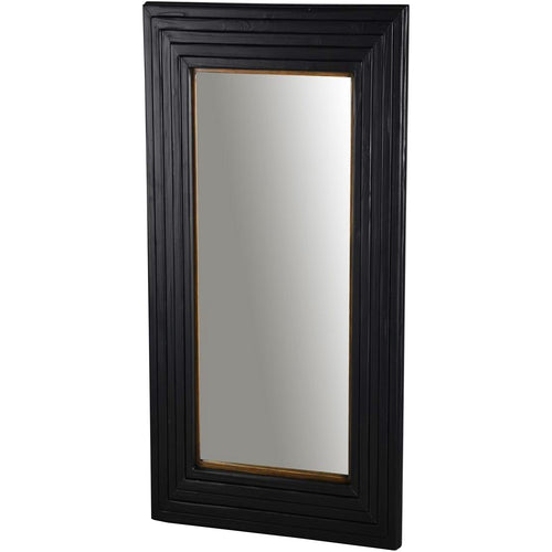A black wall mirror with a gold accent at the corners, from the Lennox collection.