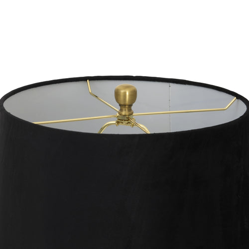 Top view of a Luxton glass fluted lamp with a black velvet shade and a gold base, part of the Luxton collection.