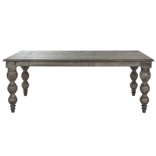 Wooden table with turned legs on a white background