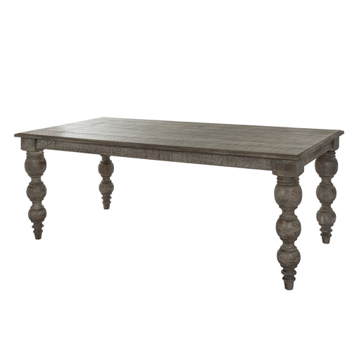 Wooden table with turned legs on a white background