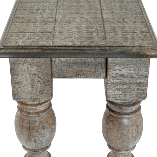 Wooden table with rustic design on a white background