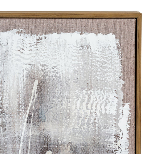 Abstract art piece with white and gray brush strokes on a textured background