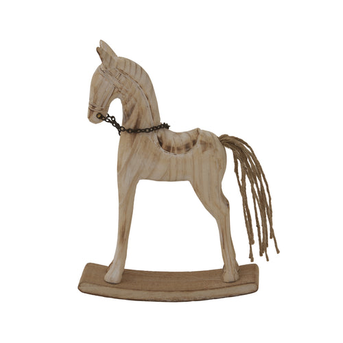 Wooden rocking horse on a white background