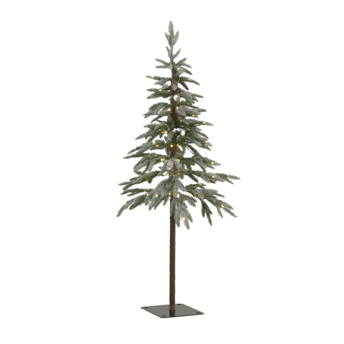 Artificial Christmas tree with lights on a white background