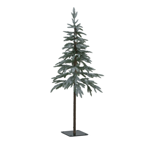 Artificial Christmas tree with snow-like texture on a white background