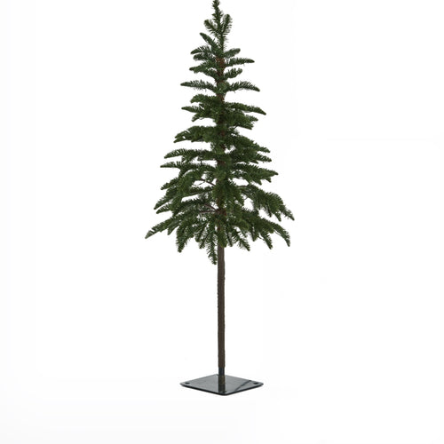 Single artificial Christmas tree on a white background