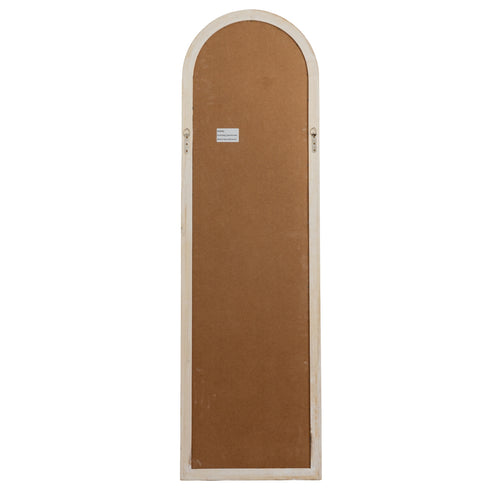 Brown arch-shaped door with a white frame on a white background
