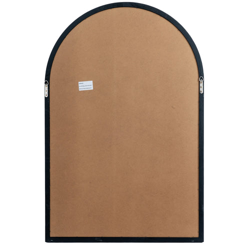 Brown cork bulletin board with a black frame on a white background