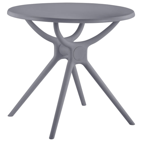 Gray round table with a unique star-like base on a white background