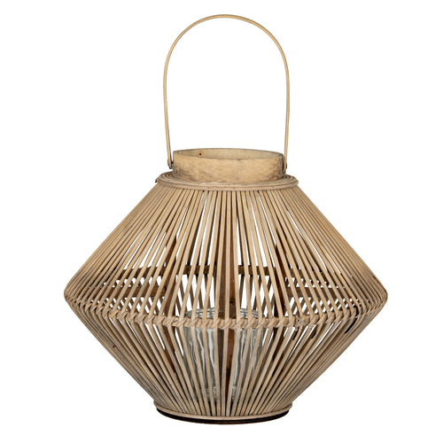 Woven bamboo lantern on a white background