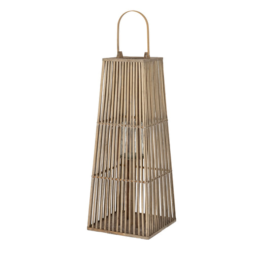 Wooden lantern with a handle on a white background