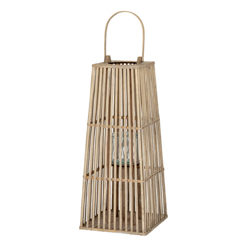 Wooden lantern with a handle on a white background