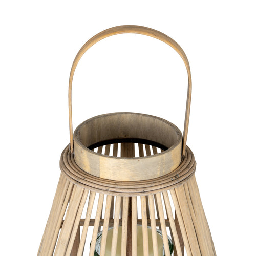 Wooden lantern with a handle on a white background