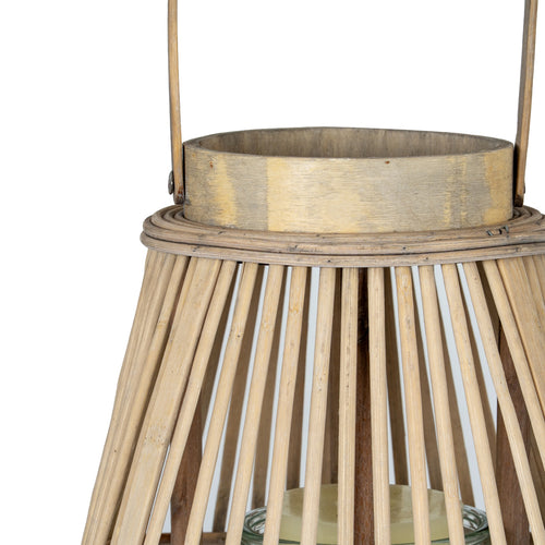 Wooden lantern with a glass insert on a white background