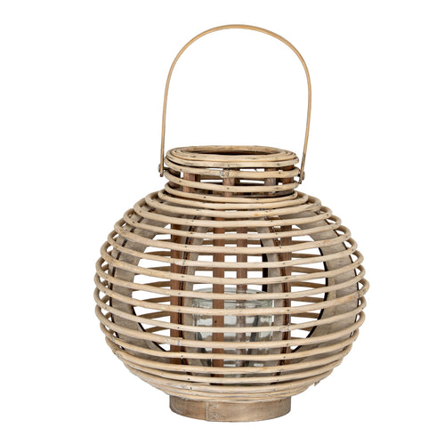 Wicker lantern with a handle on a white background