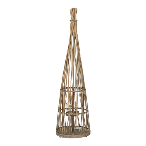 Decorative wicker tower on a white background