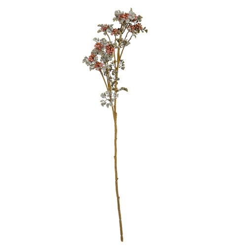 Artificial flower stem with small flowers on a white background
