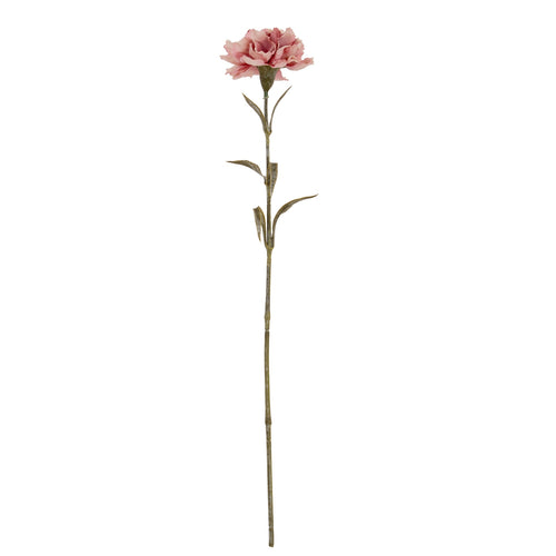 Single pink artificial flower on a white background