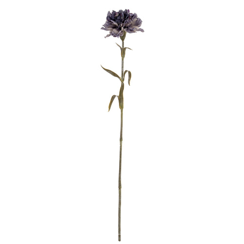 Single artificial flower with a long stem on a white background