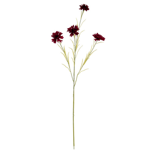 Artificial flower stem with red flowers on a white background